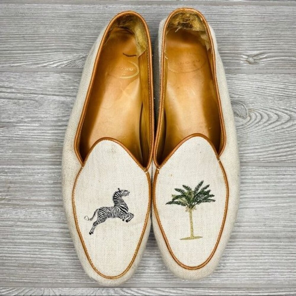 Bing xu vero-2 safari zebra and palm tree flat loafers unique shoes flats size 3
